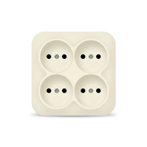 Розетка 4-м ОП 10А IP20 квадрат. без заземл. сл. кость IONICH 1453